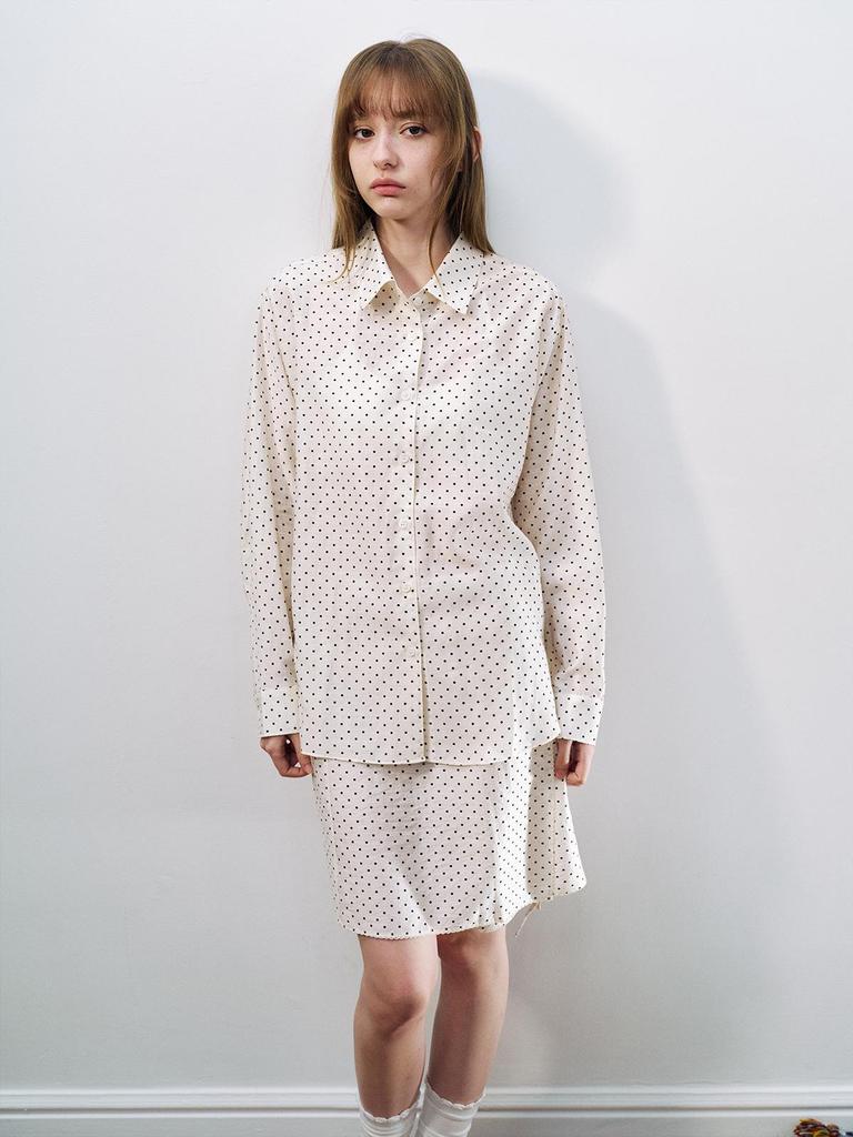 Spring Casual High-Waisted Tencel Polka Dot Wrap Skirt