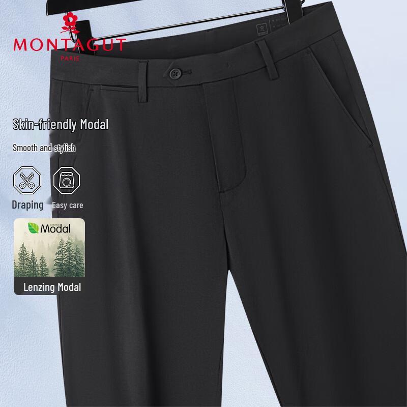 

MONTAGUT Men s Modal Blend Business Casual Straight Leg Pants 35