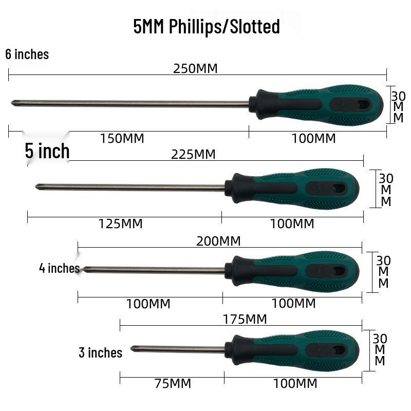 Industrial Magnetic Phillips Flathead Metric Screwdriver with Extended Handle Grip
