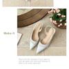 Fashion French High Heels Pink Toe Sandals Fairy Shoes 2025 Spring and Summer Stitching Skirt Pointed Shoes Single Shoes