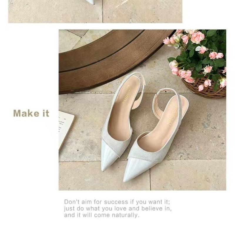 Fashion French High Heels Pink Toe Sandals Fairy Shoes 2025 Spring and Summer Stitching Skirt Pointed Shoes Single Shoes