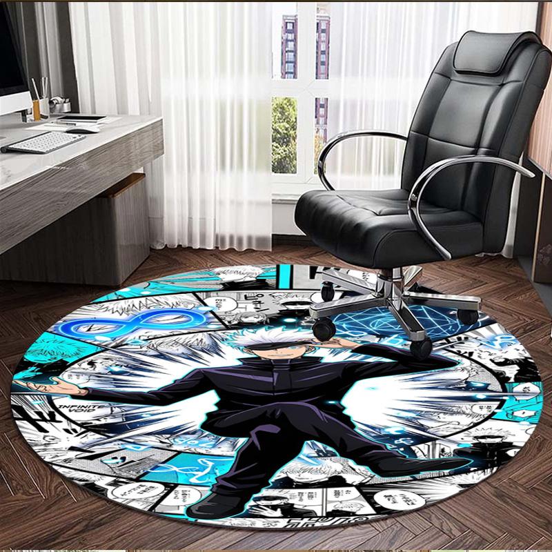 Jujutsu Kaisen Print Round Rug, Washable Floor Carpet, For Entryway Dorm Laundry Room Office Study, Home Decor Birthday Christmas Gift