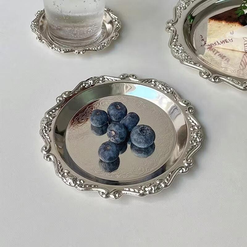 Retro Metal Jewelry Tray,Candle Aromatherapy Coasters,Necklace Ring Storage Dish Earring Organizer Tray,Bar Home Decor