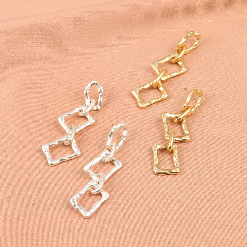 

S925 Silver Needle Irregular Chain Earrings - Women s Trendy Retro Studs 884