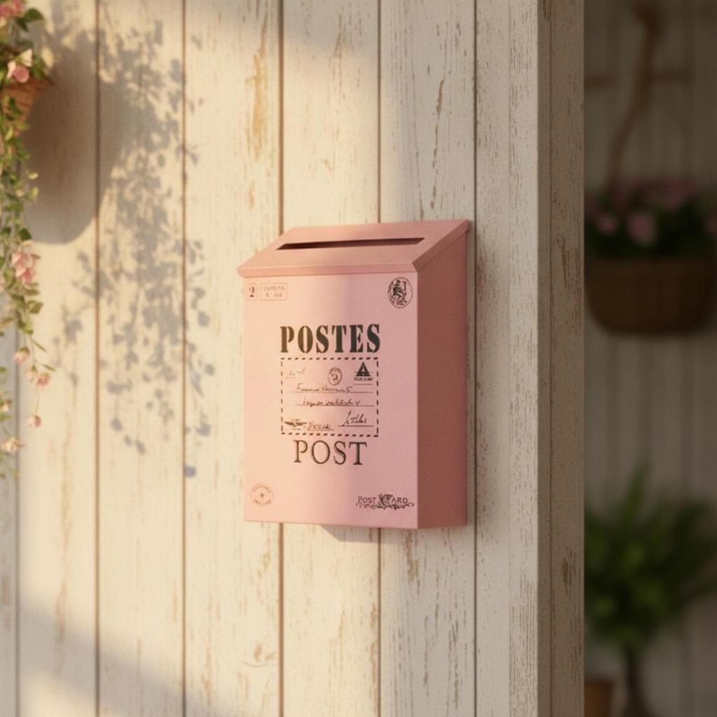 Iron Mailbox with Sloped Lid Slim Weather-Resistant for Porch, Farmhouse