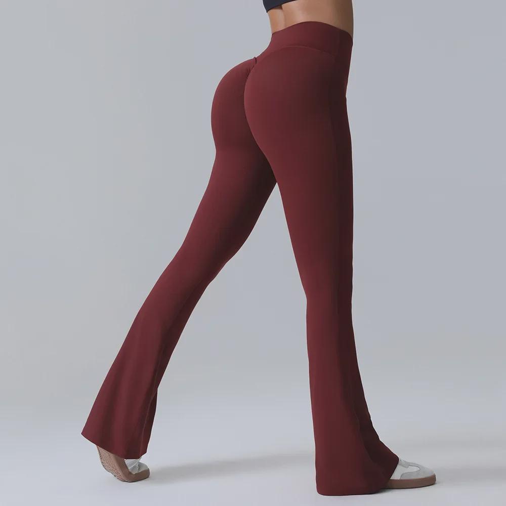 "Women's High-Waist Quick-Dry Yoga Flared Pants with Hip-Lifting Design"