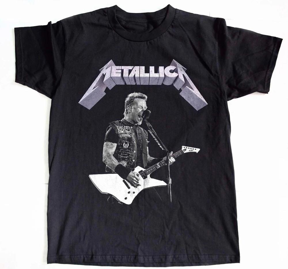 Metallica Джеймс Хэтфилд Гитара Черная Унисекс Размер S-4XL Унисекс Футболка XXXXL