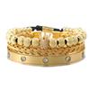Diamond-encrusted stainless steel bracelet woven pineapple bead crown bracelet bracelet set C-shaped titanium steel open bracelet men