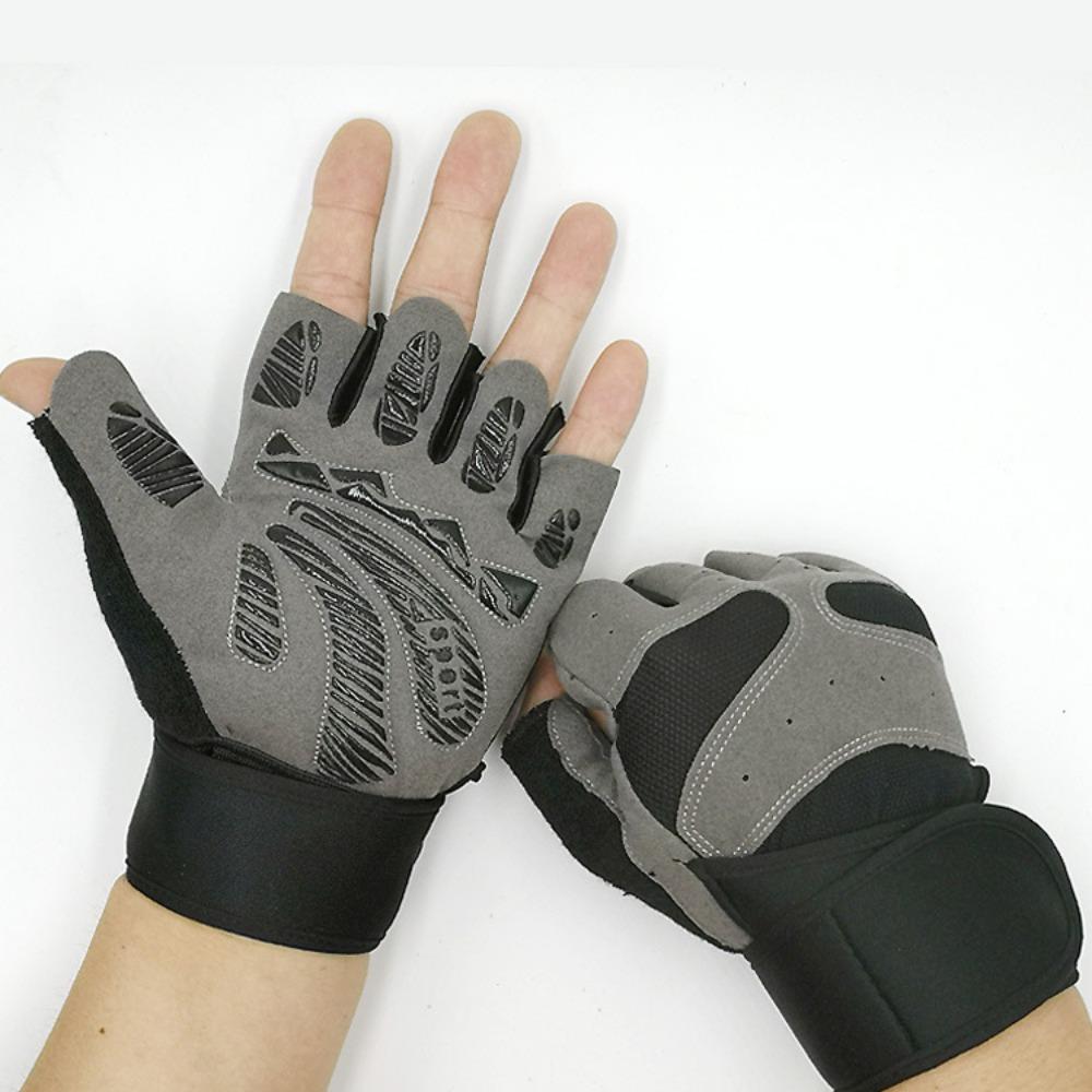 

Фитнес-перчатки для занятий спортом на открытом воздухе, с полупальцами, мужские и женские, нескользящие, дышащие XL чёрный
