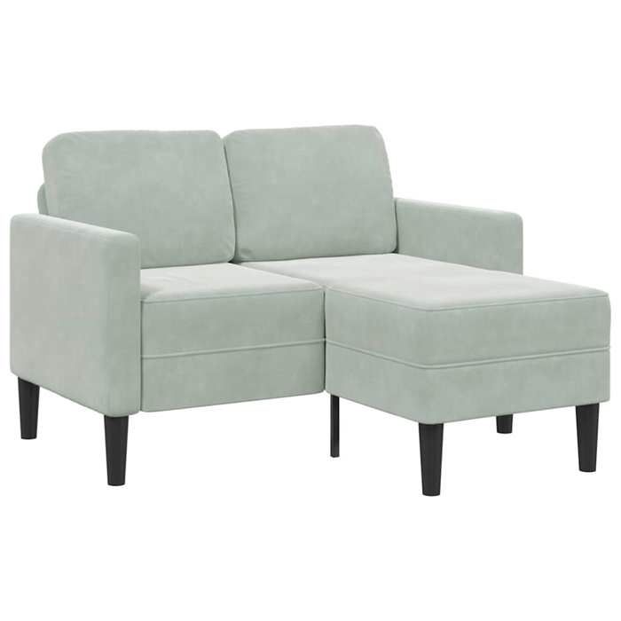 VidaXL Canapé 2 places avec méridienne en L gris clair 125 cm velours, canapé 2 places de chambre, causeuse, canapé deux 4107069