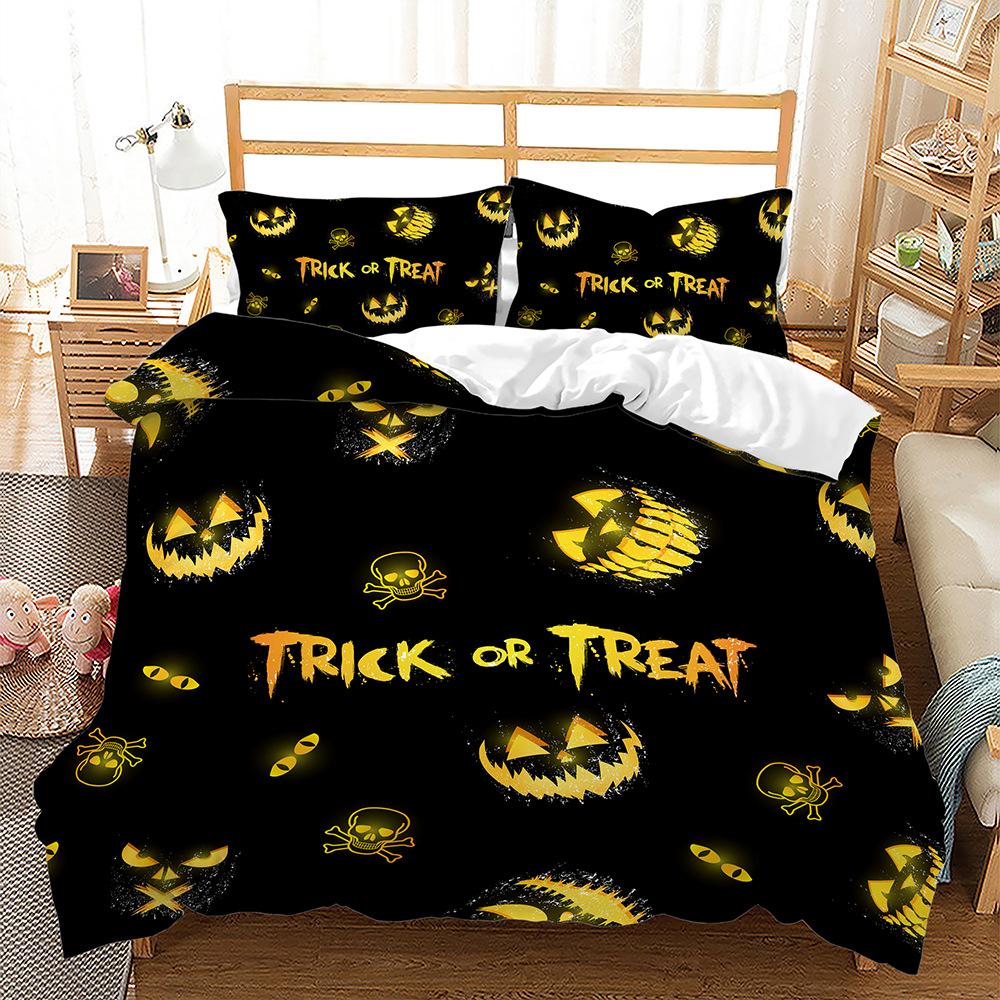 Halloween Pumpkin Ghost Three-Piece 3D Digital Printing Four-Piece Quilt Cover