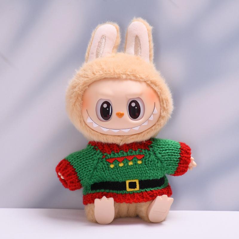 

Одежда для кукол Лабубу: Одна треть детского рождественского плаща с оленем и снеговиком, новогодний наряд для вечеринки, чтобы сидеть. Suitable for 1st, 2nd, 3rd generation charms