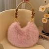 Vintage Plush Handbag With Beaded Details For Daily Casual Womens Fashion