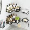 Bathroom Triangular Rack, Toilet Toiletries, Corner Storage Rack, Wrought Iron Non-punching Set.