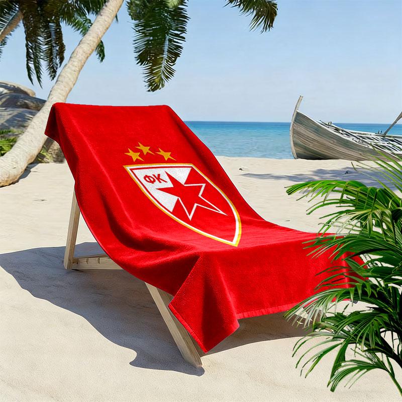 Crvena Zvezda logo Print Beach Towel, Large Soft Quick Dry Towel for Beach Camping Swimming