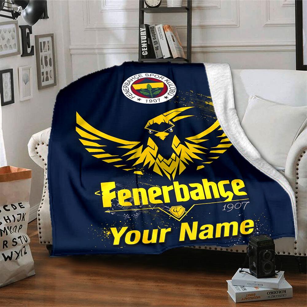 1pc Fenerbahçe Spor Kulübü Blanket with Custom Name, Gift, for Men and Women, Soft Blanket, Good for Sofa Bed Couch Travel, Lightweight Flannel Blanke