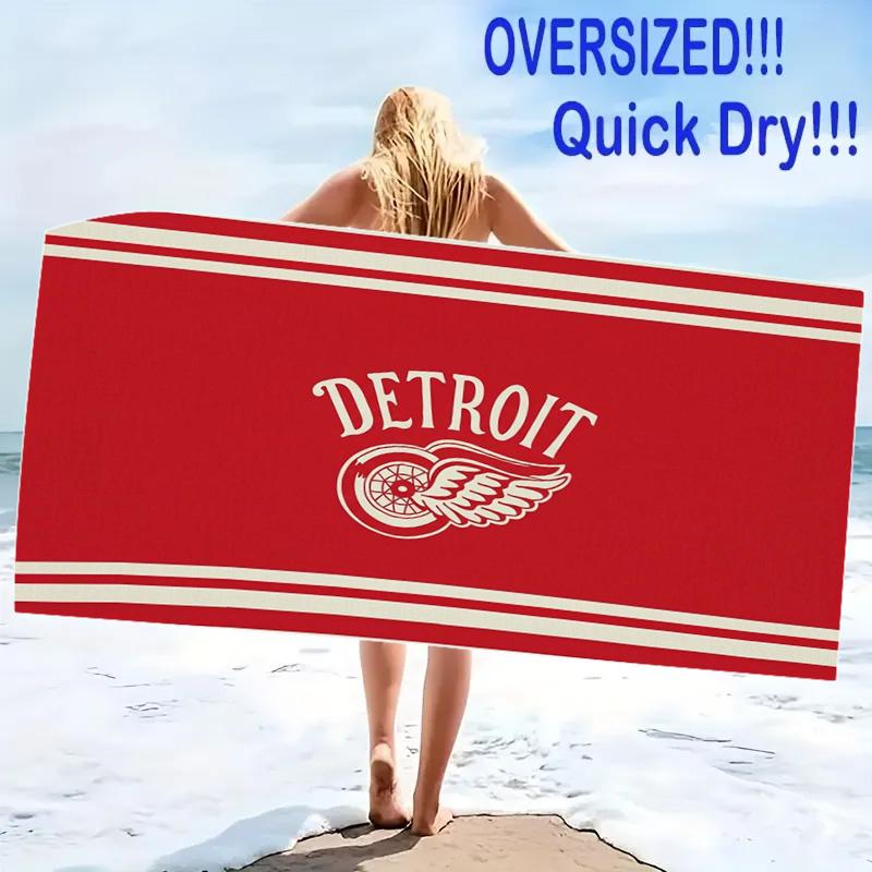 Detroit Red Wings Print Beach Towel, Large Soft Quick Dry Towel for Beach Camping Swimming