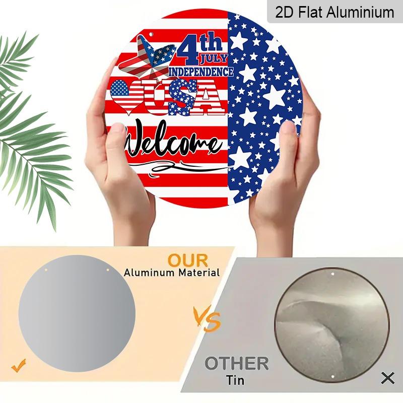 2D Flat Retro Aluminum Wall Stickers In Various Sizes. Independence Day Theme, Fourth of July American Flag, USA Door Decoration/welcome Sign. Ideal