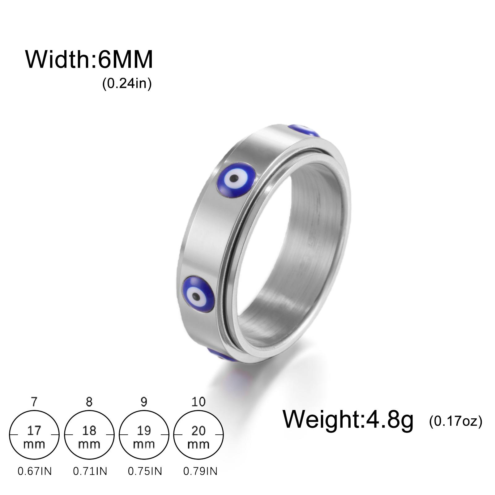 

Teamer Blue Enamel Evil Eye Anxiety Rings Stainless Steel Spinning Rotate Fidget Ring Amulet Jewelry Gift for Men Women 2026 New 10