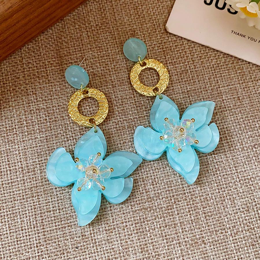 Silver Needle Resin Flower Tassel Earrings: Vintage, Versatile, Light Luxury Fashion Jewelry for Women