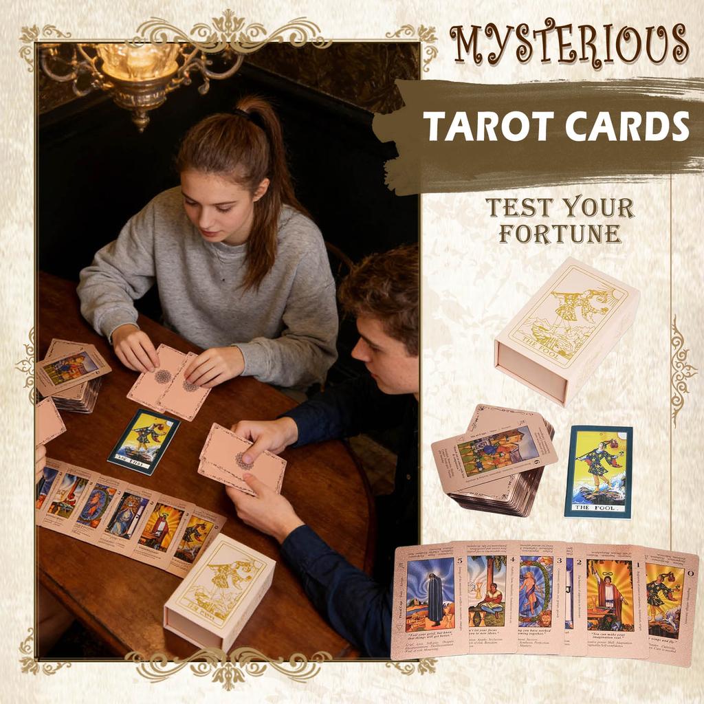 Beginner , Rose Gold , Includes A Guidebook, Gold,stamped Faces With Card Meanings, Suitable For Divination Games.