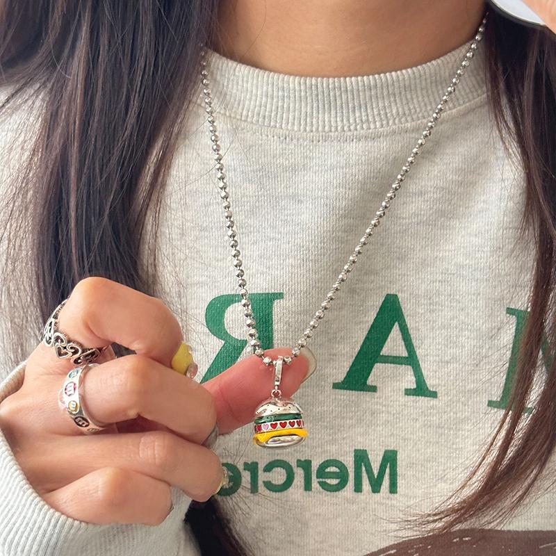 Süßes Hamburger Anhänger Halskette Für Damen Mädchen Schlüsselbein Kette Schmuck Party Geschenk