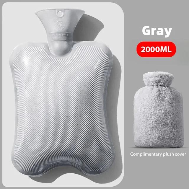 1L/2L Hot Water Bag Soft Plush Warm Water Bag Pouch Faux Rabbit Fur PVC Hot Water Bottle Neck Shoulder Back Hand Legs Waist