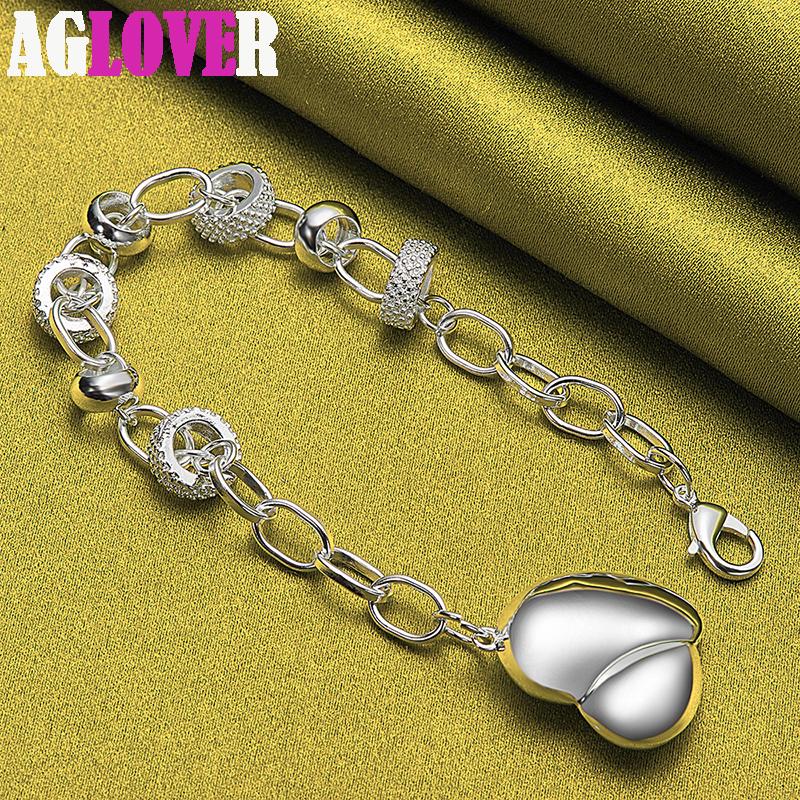 925 Sterling Silver Heart Love Chain Bracelet Jewelry