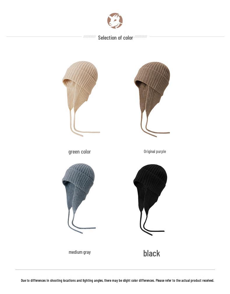 Autumn/Winter Pure Cashmere Earflap Knit Hat - Retro, Warm, Cold-Proof.