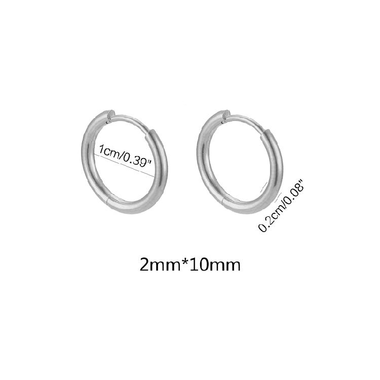 10Pcs Boucle d'oreille Femme Homme Punk Hiphop Cadeaux Acier Inoxydable Résistant aux Allergies Boucle d'oreille Anneau Huggie Piercing Oreille Homme