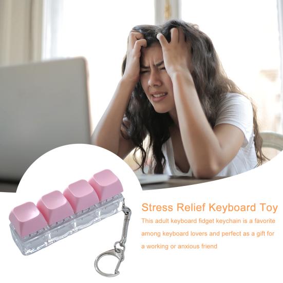 Mechanická klávesnice Fidget Přívěsek na klíče Úleva od stresu Úzkost Přenosná Cestovní Tichá Děti Dospělí 4 Klávesy Klávesnice Klikání Senzorická Klávesa Hračka