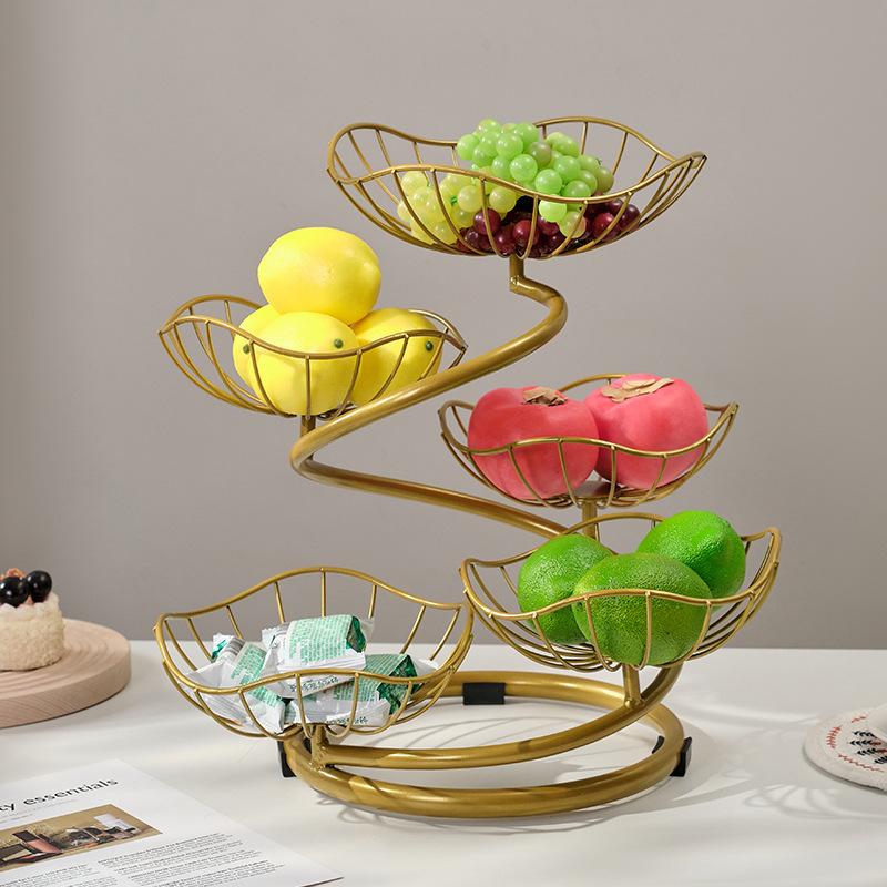 High-end Light Luxury Multi-layer Fruit Pan Rack Household Living Room Coffee Table Dried Fruit Snacks Placed Exquisite Atmospheric Fruit Basket