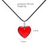 Red Heart Pendant Necklace For Women Girls Glass Crystal Necklace Black Leather Rope Chain Necklaces Y2k Jewelry Friends Gift