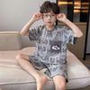 Boys' Casual Two-Piece Pajama Set - Simple, Durable, Solid Color for Older Children