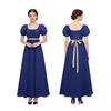 Regency Style Long Dress With Bubble Sleeves In Multiple Colors For Historical Reenactments And Events