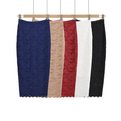 Spring & Autumn Slimming High-Waist Lace Midi Skirt for Women
