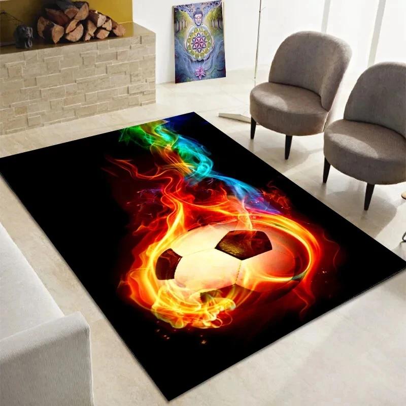 Dywan z motywem piłki nożnej, dywan sportowy, wzór piłki nożnej, mata podłogowa dla dzieci, chłopców i dziewcząt, pokój zabaw, salon, sypialnia