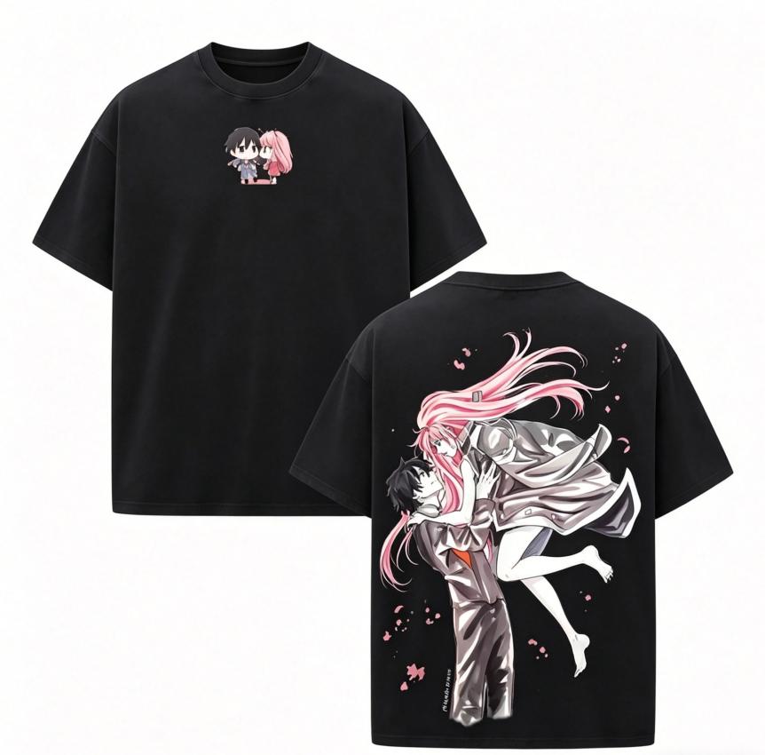 DARLING In the FRANXX Zero Two Anime Lover Washed T-shirt Year Round Clothing High Quality Personality Clothes Plus Size Unisex New Model Couples Tee