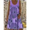 Abito Sexy da Donna con Stampa Digitale Off-the-shoulder e Scollo a Halter, Ampio, con Pizzo, Casual