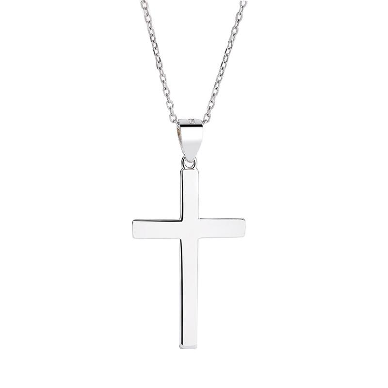 925 Sterling Silver Cross Necklace Fashion Pendant Collarbone Chain Women's Sweater Chain