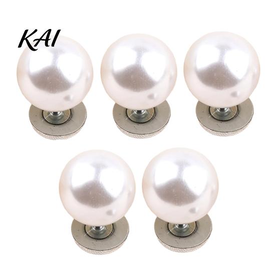 Decorative Pearl Embellishments 5Pcs Fake Buttons for Clothing, Removable Brooch Pins, No Clothes Fixing Clips Necklines Sew Safety Pins Shirt