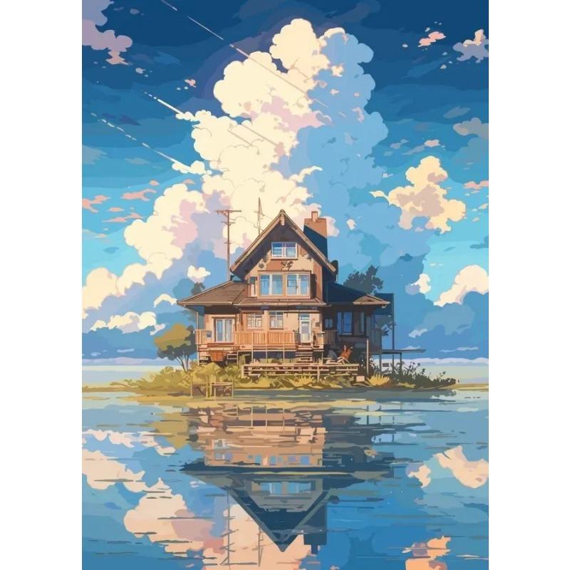 Aestheticism Anime Scenes Posters Sakura Tram Train Ocean View Prints Canvas Printing Wall Landscape Art Picture for Home Decor