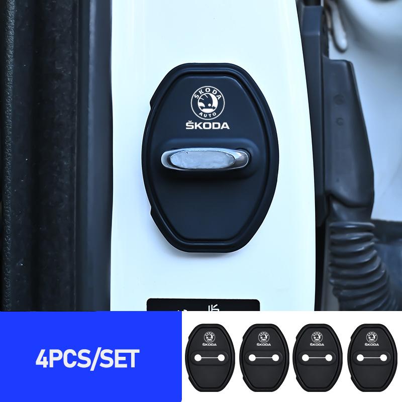 4 Stück Silikon Auto Türschloss Abdeckungen Tür Anti-Kollisions-Pad für Skoda Rapid Yeti Superb Octavia Fabia Karoq KAMIQ Scala Citigo dnhr35
