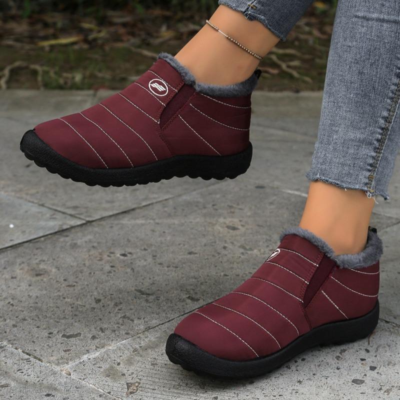 Women’s Large-Size Fleece-Lined Cotton Snow Boots, Warm Thickened Casual Shoes