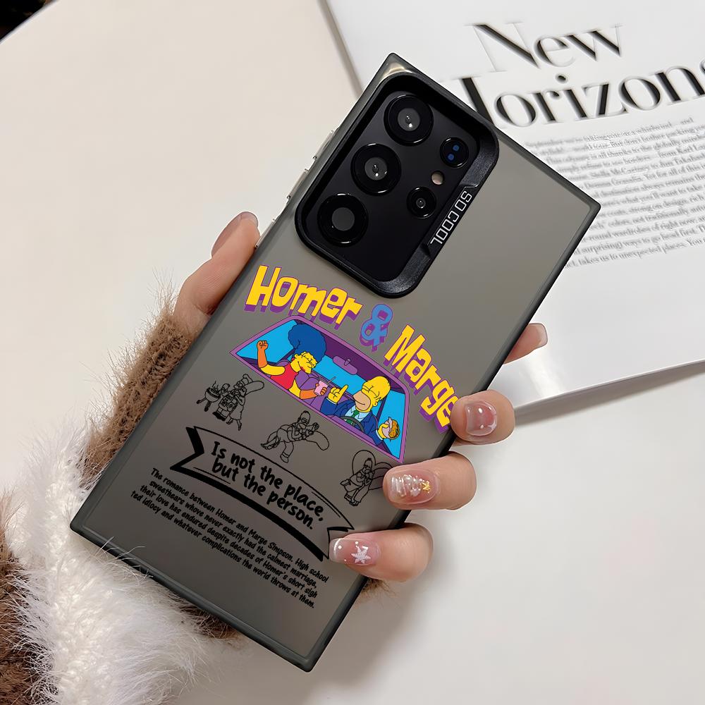 Funny Cartoon S-SimpsonS Phone Case For Samsung Galaxy S25 Edge S24 S23 S22 S21 S20 Ultra Funda Silicone Silver Cover