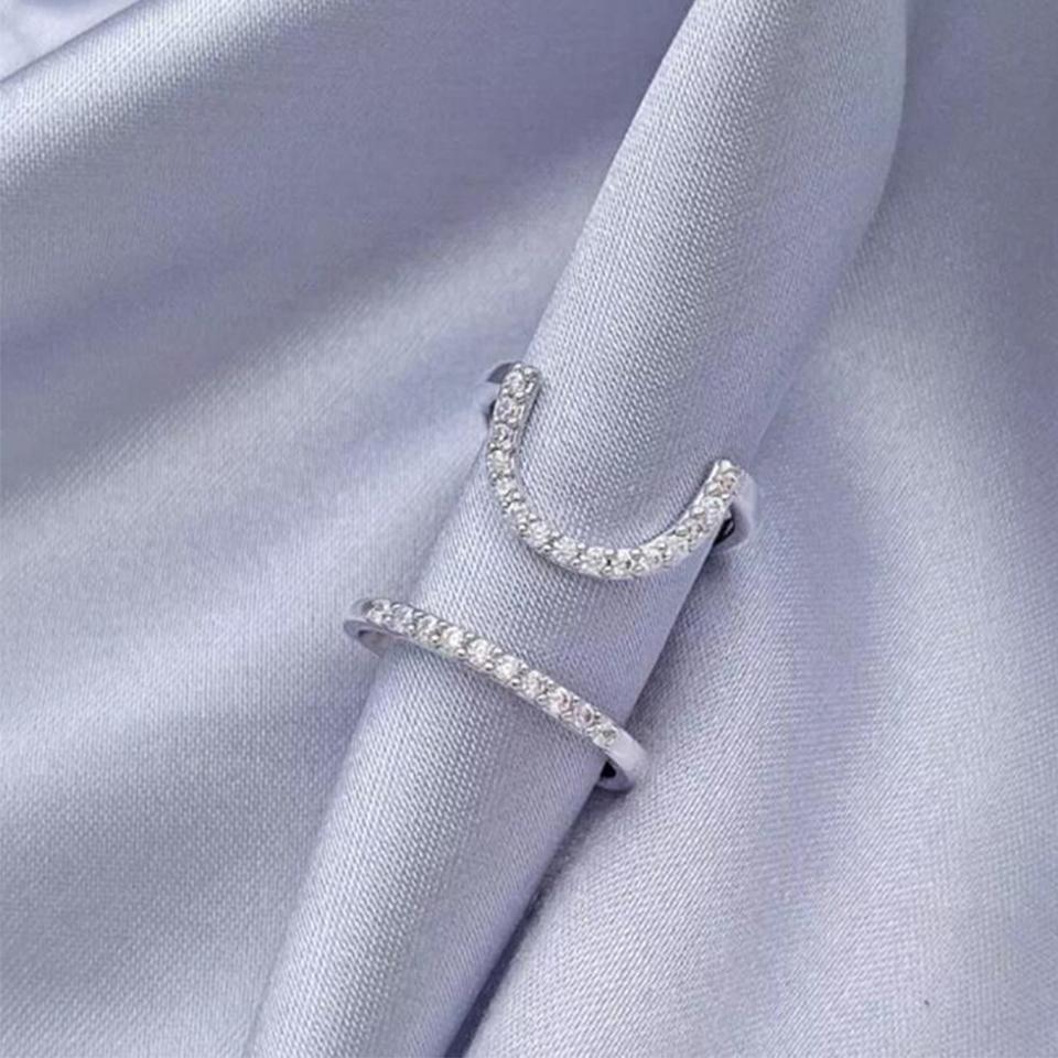 

ZAKOL Korean Fashion AAA CZ Open Adjustable Nail Ring for Women Girls Gothic Daily Crystal Fingertip Zircon Accessories білий