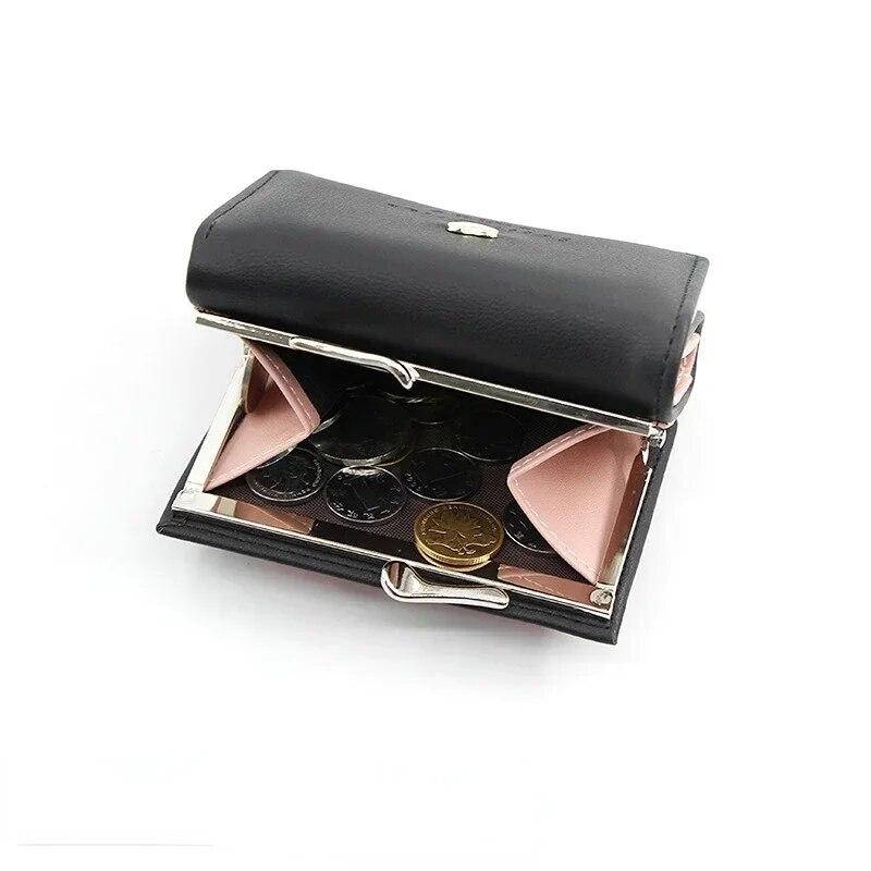 Candy Color Fashion Women Coin Purse Leather Solid Color Vintage Short Wallet Heart Hasp Ladies Girls Card Holder Clutch Bag