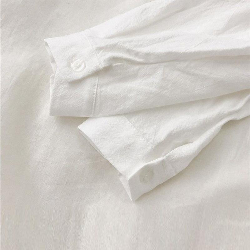 Spring Summer and Autumn Long-sleeved Shirt Female Niche White Shirt White Loose Autumn Top Coat Blouse