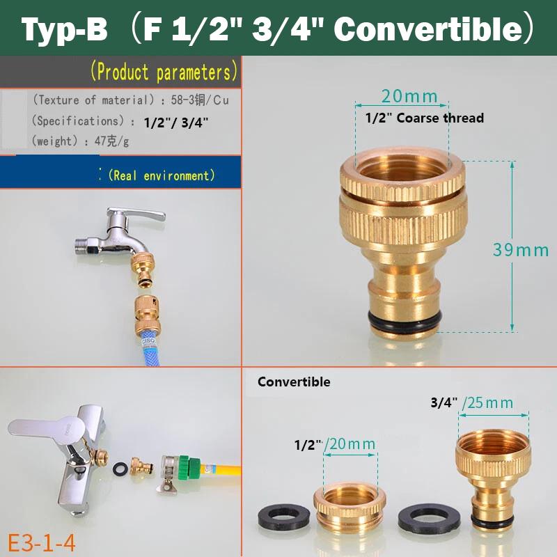 1/2/5Pcs Brass Garden Hose Quick Connectors - Universal 1/2" & 3/4" Tap Fittings for Water Hose Pipes