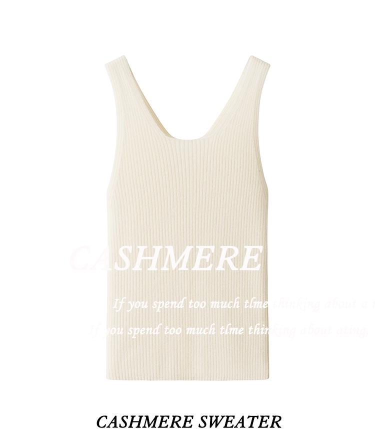 90g Pure Cashmere Reversible Women's Slim-fit V-neck Sleeveless Inner Vest